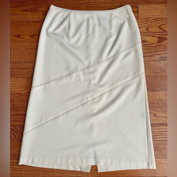 NORTON MCNAUGHTON Vintage Midi Wool Blend Cream Skirt Plus Women’s Size 18P - Picture 1 of 11